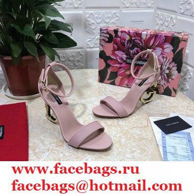 Dolce  &  Gabbana Heel 10.5cm Leather Sandals Light Pink with Baroque D & G Heel 2021